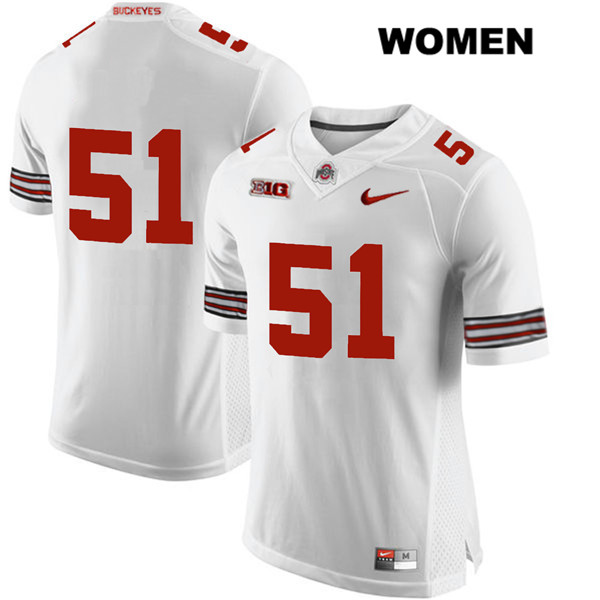 Ohio State Buckeyes Women's Antwuan Jackson #51 White Authentic Nike No Name College NCAA Stitched Football Jersey FJ19Q72TJ